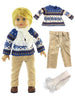 18 Inch Boy Doll Clothes Blue Fair Isle Sweater Pants Scarf Fits American Girl
