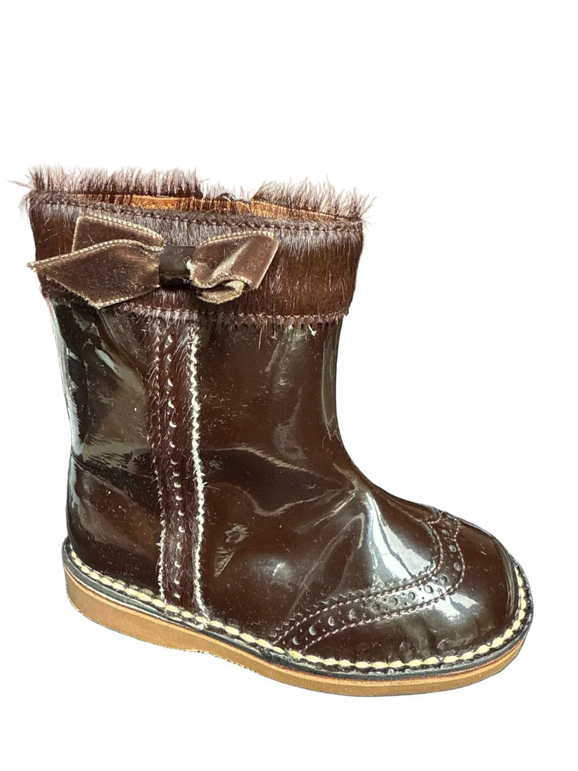 Eli Charol Marron Velvet-Bow Boot – NIB-Size 23