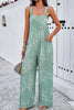 Printed Wide Strap Jumpsuit with Pockets