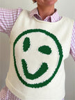 Smiley Round Neck Sweater Vest - Cape Cod Fashionista