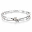 Silver Tone Triple Ring Bangle Bracelet Stainless Steel Stackable