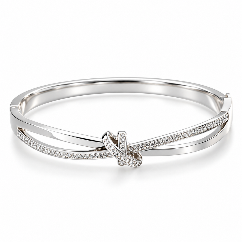 Silver Tone Triple Ring Bangle Bracelet Stainless Steel Stackable