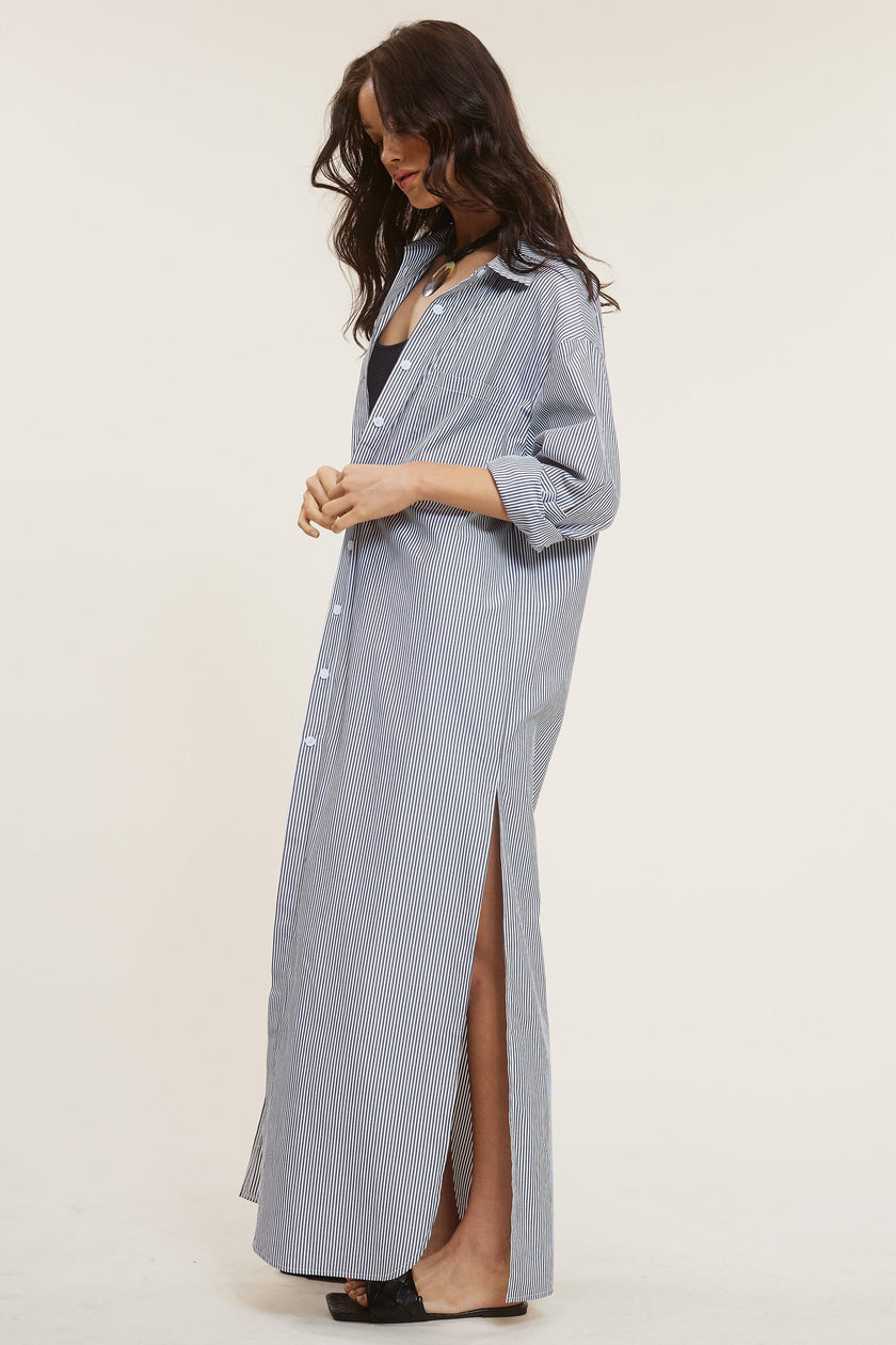 Lui Boho Button-Down Maxi Cover-Up Dress