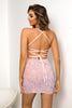 Sequined Lace-Up Backless Mini Dress - Cape Cod Fashionista