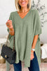 Slit V-Neck Half Sleeve Knit Top