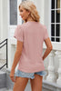 Eyelet V-Neck Petal Sleeve T-Shirt