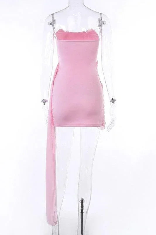 Strapless Pink Ruched Mini Dress - Cape Cod Fashionista