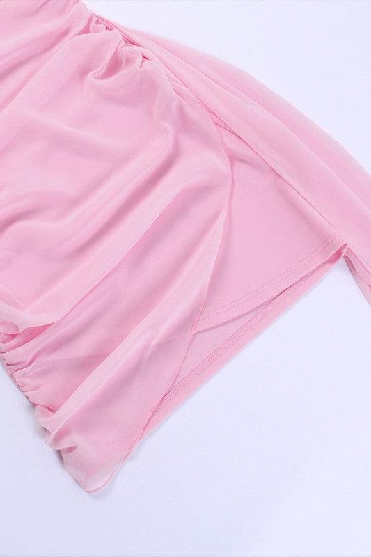 Strapless Pink Ruched Mini Dress - Cape Cod Fashionista