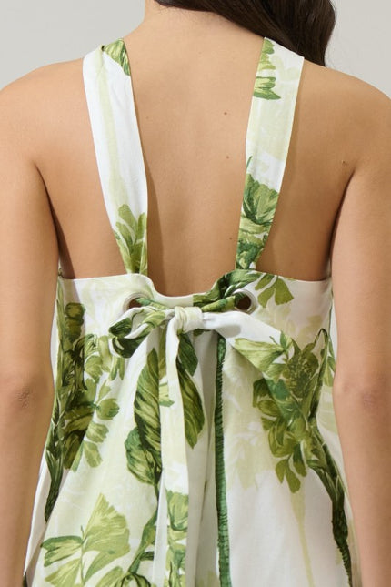 Women’s Palm Print Halter Mini Dress