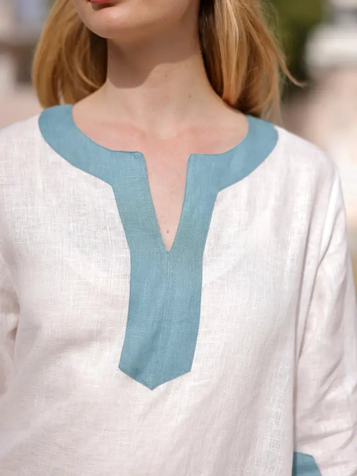 Hampton Kaftan 100% Linen Maxi — Palm