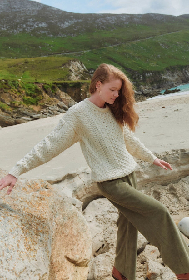 Inisheer Traditional Aran Unisex Sweater – 100% Merino Wool, Made in Ireland