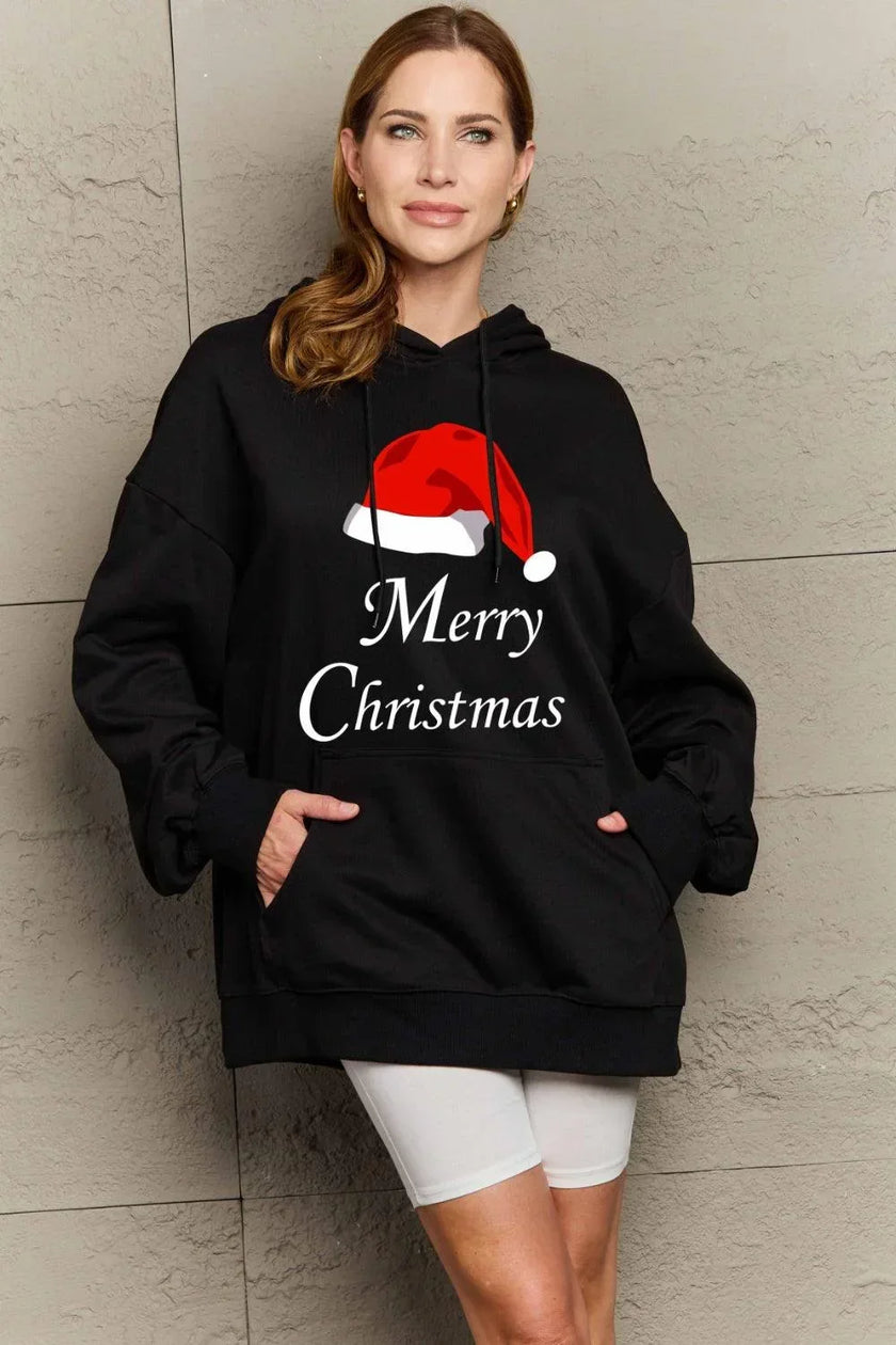 Simply Love Full Size MERRY CHRISTMAS Graphic Hoodie - Cape Cod Fashionista