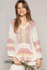 POL Striped Hooded Long Sleeve Sweater - Cape Cod Fashionista