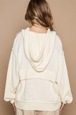 POL Half Zip Drop Shoulder Hooded Sweater - Cape Cod Fashionista