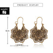 Indian-Inspired Mandala Floral Drop Earrings | Boho Silver