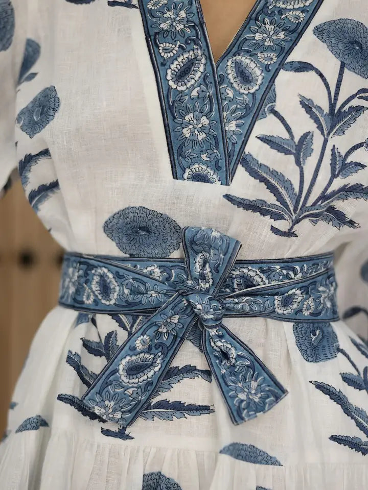 Capri Maxi Dress—100% European Hand-Block Printed linen