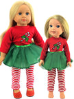 18 Inch Doll Candy Cane Tutu Dress Leggings Fits American Girl Christmas