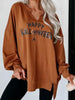 Sequin Letter Graphic Notched Long Sleeve Sweatshirt - Cape Cod Fashionista