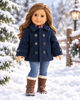 18 Inch Doll Navy Blue Peacoat Winter Jacket Double Breasted Fits American Girl