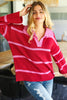 Haptics Collared Neck Striped Contrast Sweater - Cape Cod Fashionista