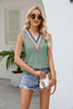 Contrast Eyelet V-Neck Tank