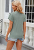 Eyelet V-Neck Petal Sleeve T-Shirt