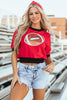 Sequin Football Round Neck Short Sleeve Top - Cape Cod Fashionista