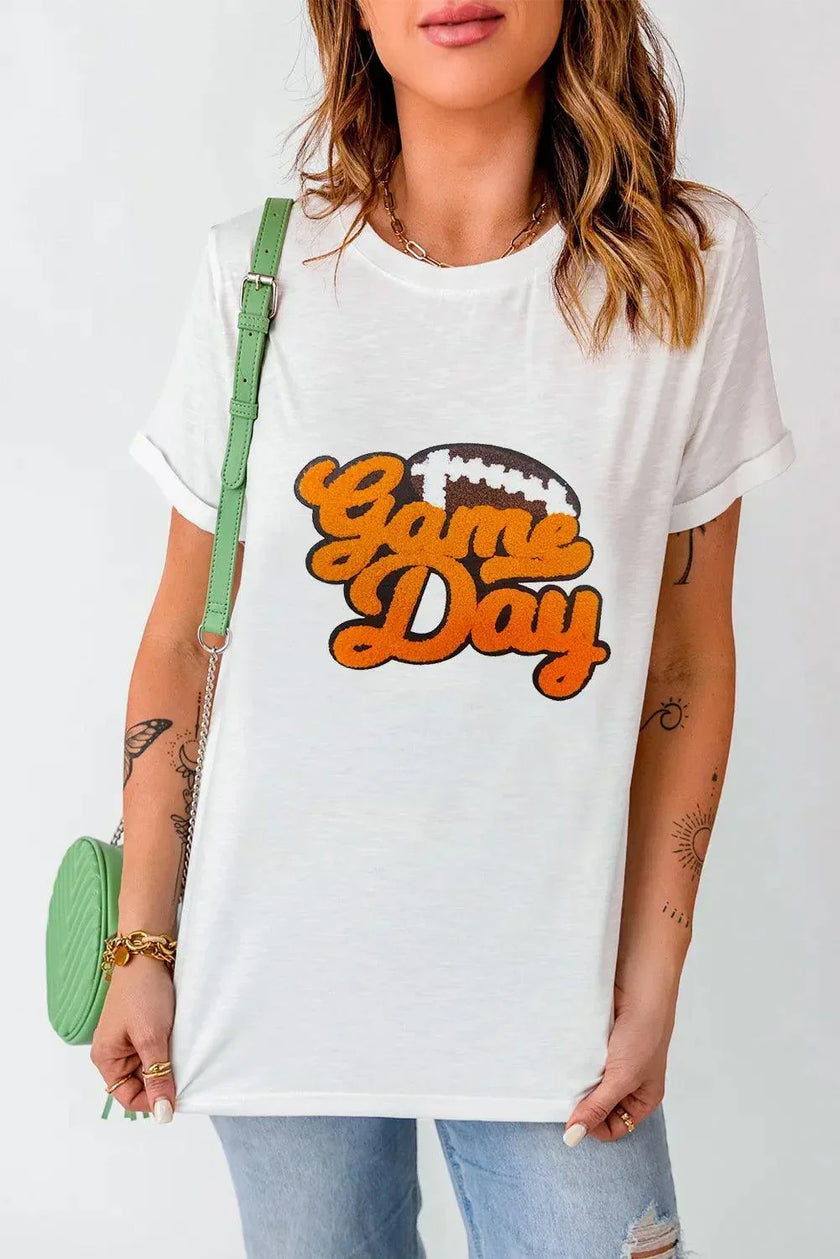 GAME DAY Round Neck Short Sleeve T-Shirt - Cape Cod Fashionista