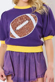 Sequin Football Round Neck Short Sleeve Top - Cape Cod Fashionista