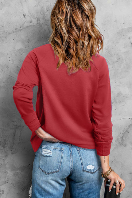 Heart Pearl Detail Round Neck Sweatshirt - Cape Cod Fashionista