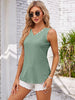 Eyelet Decorative Button V-Neck Tank