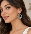 Antique Gold & Silver Ornate Filigree Boho Hoop Earrings | Vintage Statement Drops