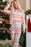 Christmas Element Round Neck Top and Pants Lounge Set - Cape Cod Fashionista