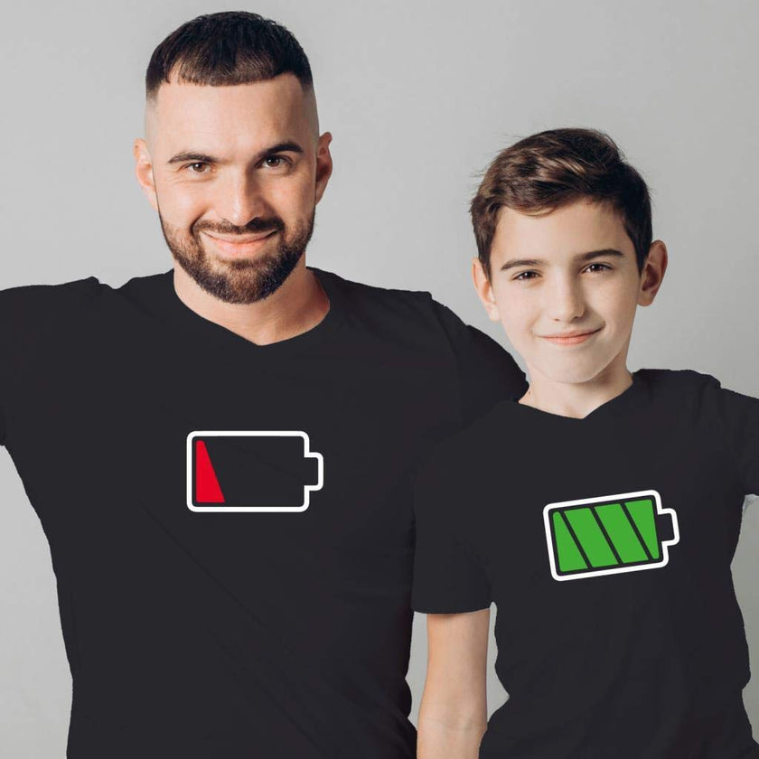 MATCHING FAMILY  COTTON NOVELTY BATTERY T-SHIRTS