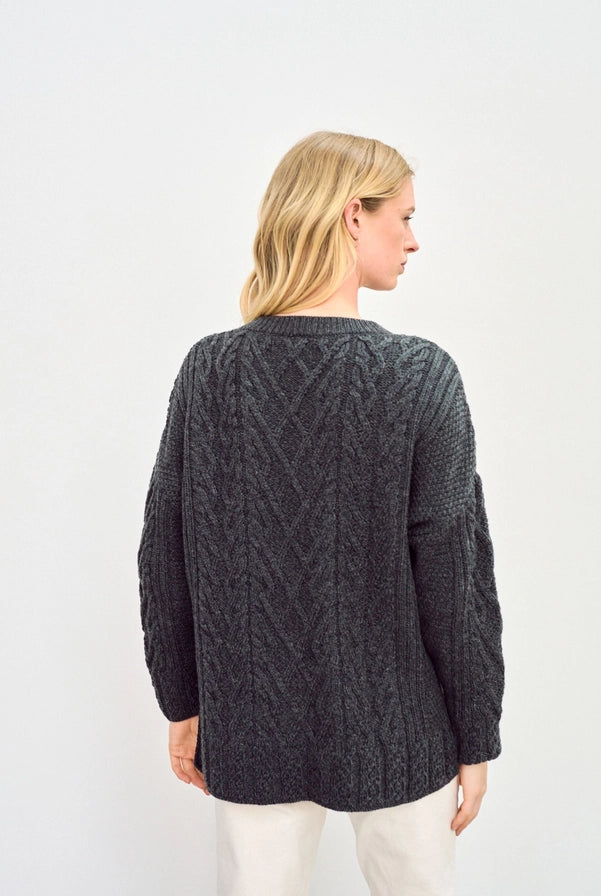Tully Box Aran Oversized Luxury Sweater – 100% Merino Wool, Made in Ireland