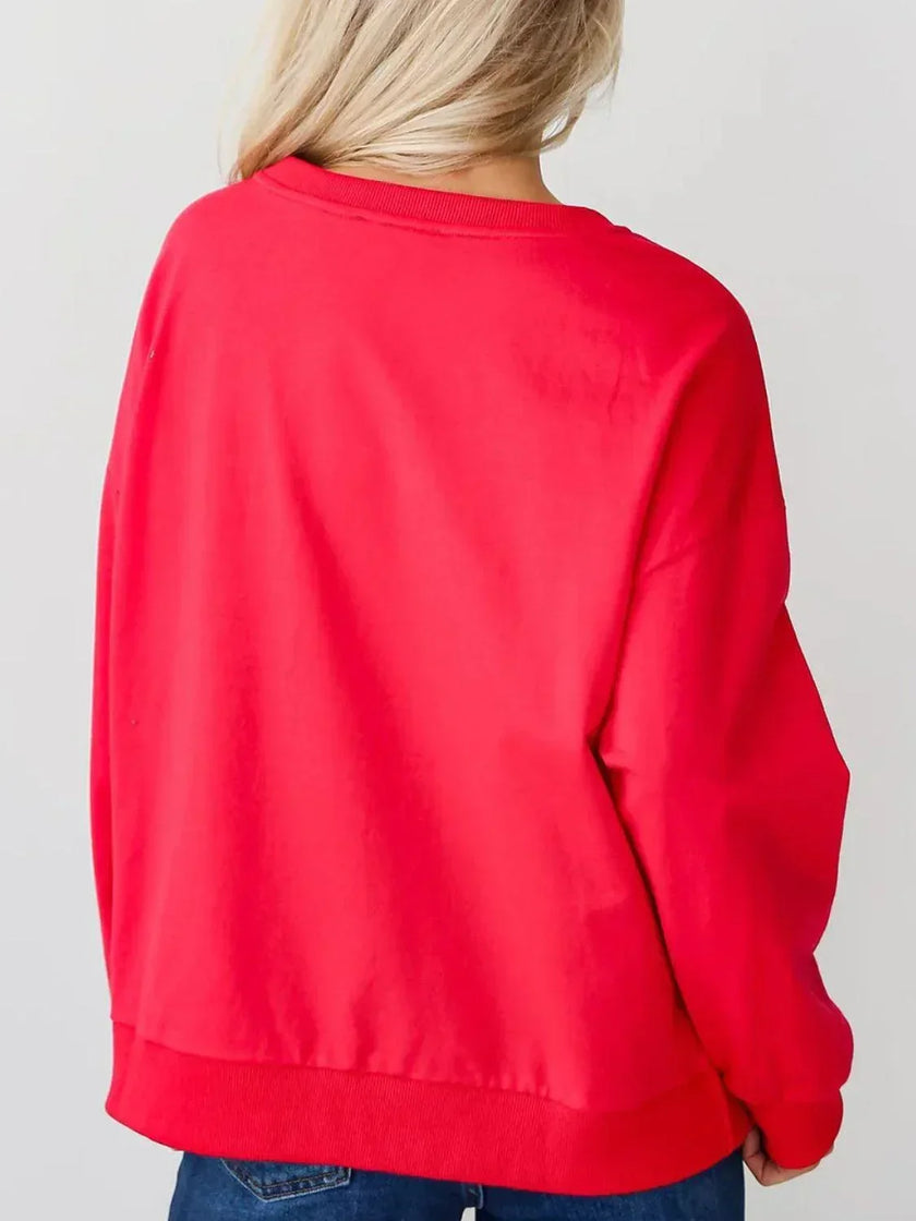 Letter Round Neck Long Sleeve Sweatshirt - Cape Cod Fashionista
