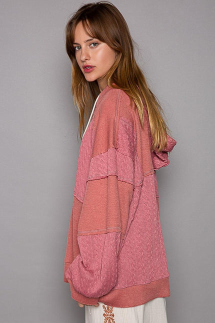 POL Exposed Seam Hooded Knit Top - Cape Cod Fashionista