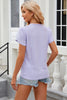 Eyelet V-Neck Petal Sleeve T-Shirt