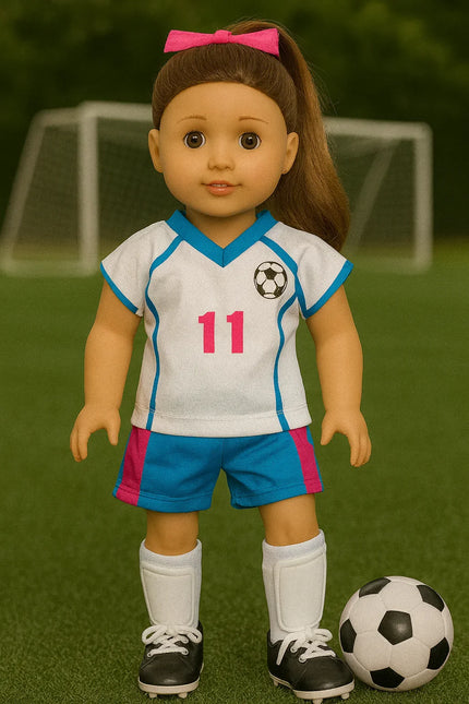SOCCER STAR – 6 Piece Uniform Set (#11) for American Girl Doll