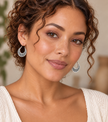 Antiqued Silver Filigree Crescent Hoop Earrings | Boho Jewelry