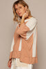 POL Notched Frayed Edge Contrast Top - Cape Cod Fashionista