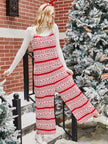 Shiny Christmas Color Contrast Wide-Legged Jumpsuit