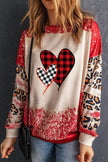 Heart Leopard Round Neck Sweatshirt - Cape Cod Fashionista