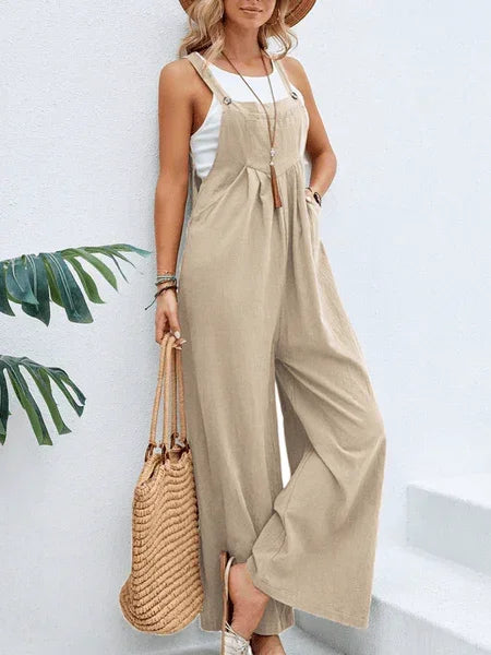 Clara Cotton Linen Casual Overalls