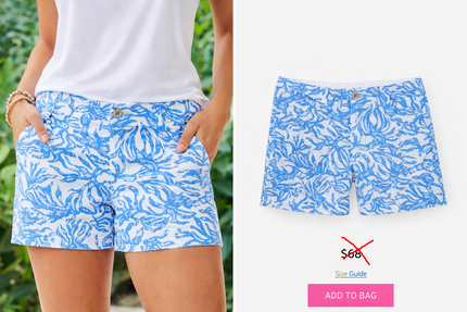 Lilly Pulitzer Blue & White Coastal Print Shorts Size 6 EUC
