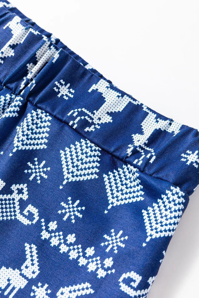 Round Neck Long Sleeve Top and Printed Pants Lounge Set - Cape Cod Fashionista