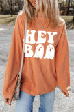 Letter Graphic Round Neck Long Sleeve Sweatshirt - Cape Cod Fashionista