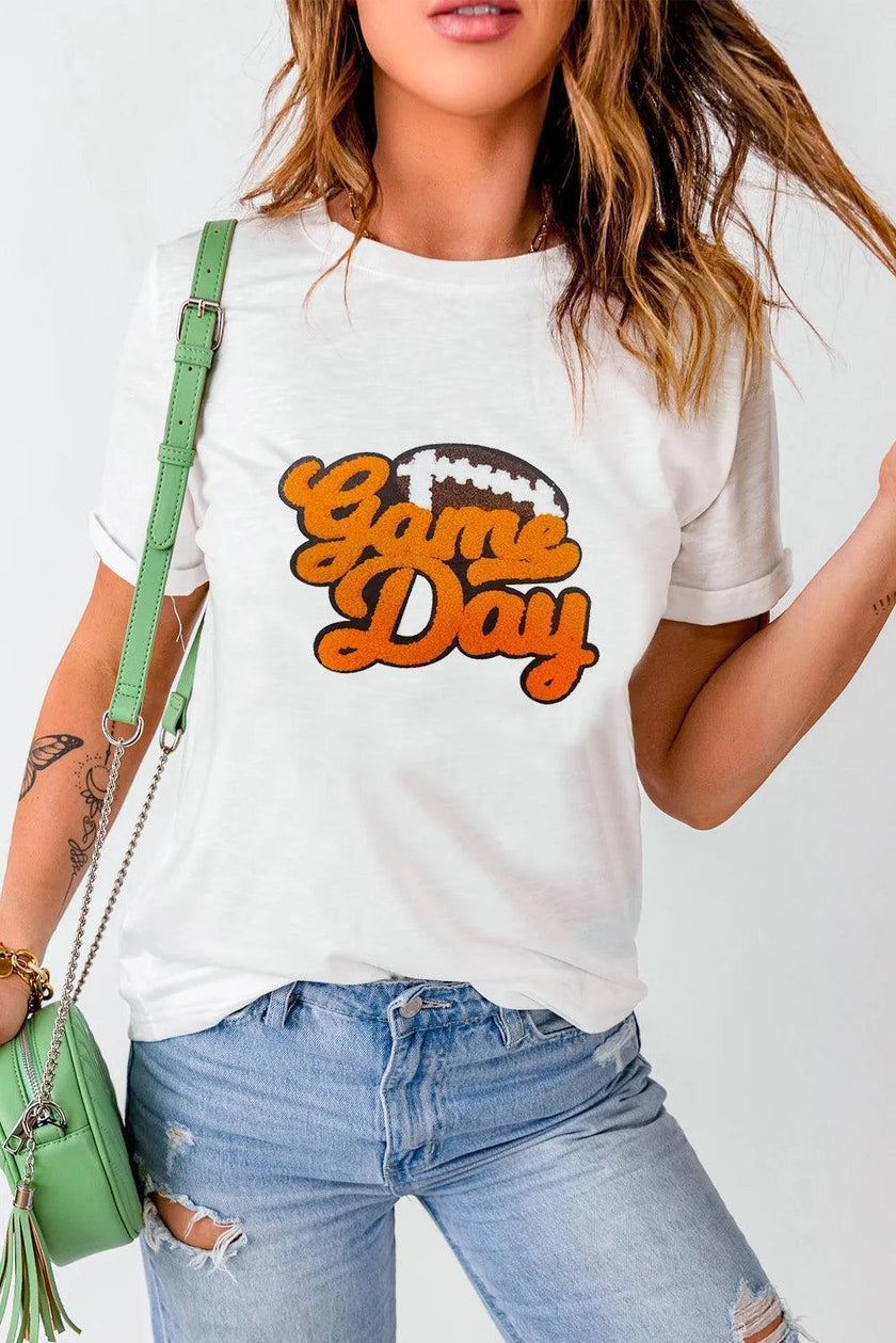 GAME DAY Round Neck Short Sleeve T-Shirt - Cape Cod Fashionista