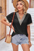 Eyelet V-Neck Short Sleeve T-Shirt