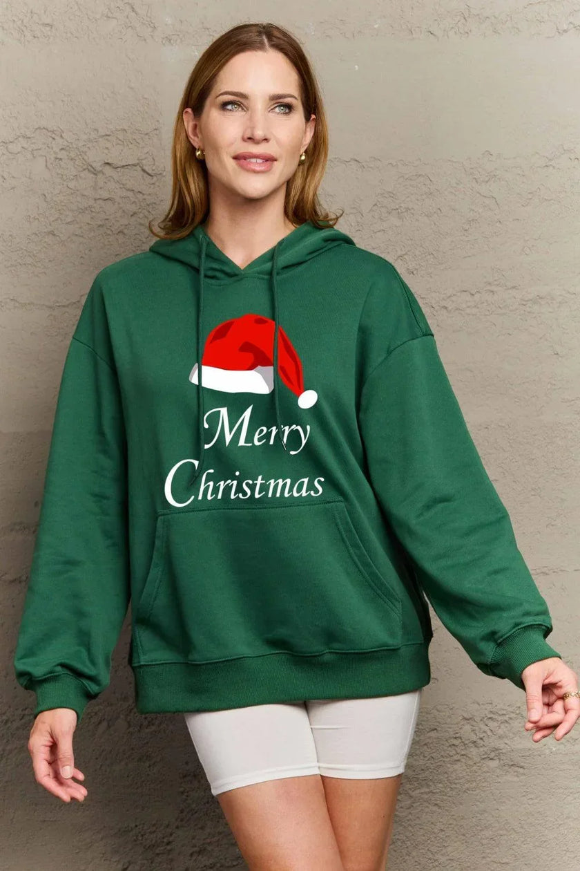 Simply Love Full Size MERRY CHRISTMAS Graphic Hoodie - Cape Cod Fashionista